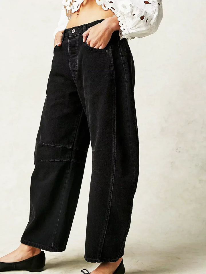 Leo | Leopard Print Barrel-Leg Low-Rise Jeans