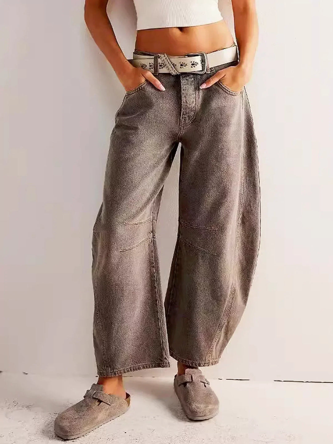 Leo | Leopard Print Barrel-Leg Low-Rise Jeans