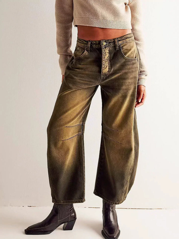 Leo | Leopard Print Barrel-Leg Low-Rise Jeans