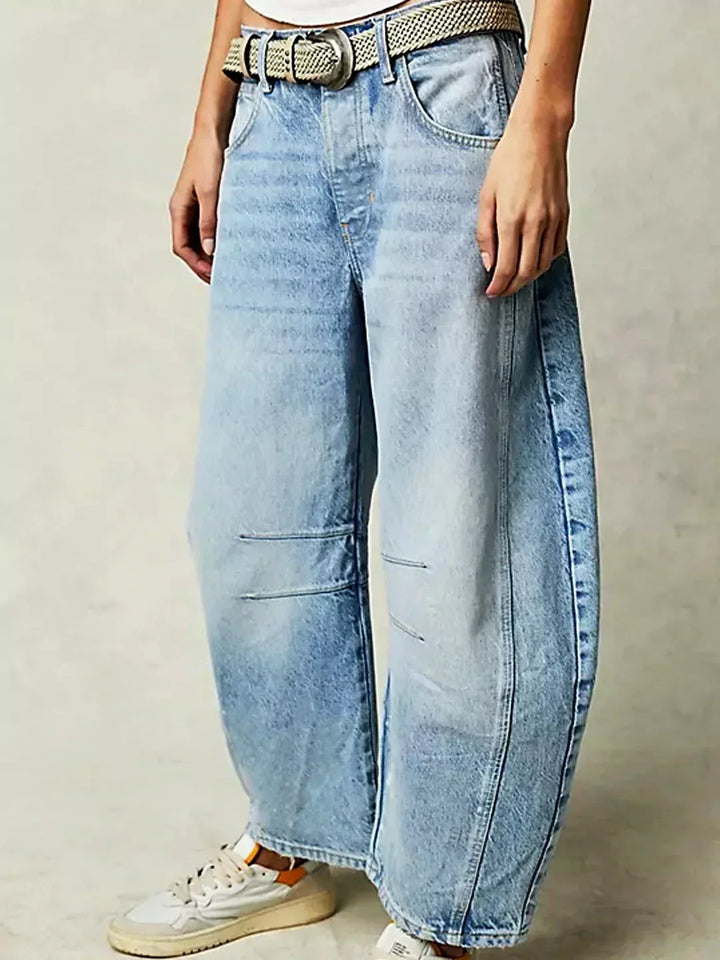 Leo | Leopard Print Barrel-Leg Low-Rise Jeans