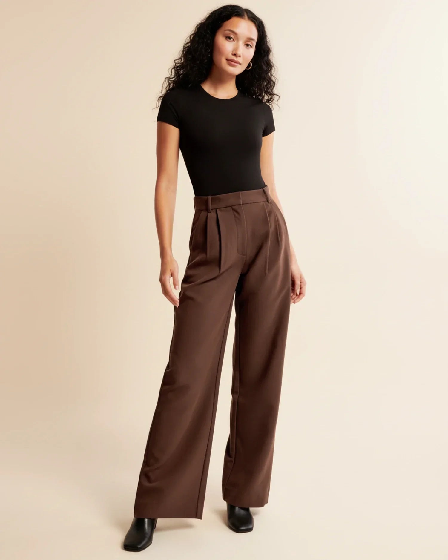 Sloane | High Waist Pleated Wide Leg Tailored Trousers