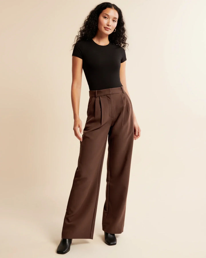 Sloane | High Waist Pleated Wide Leg Tailored Trousers