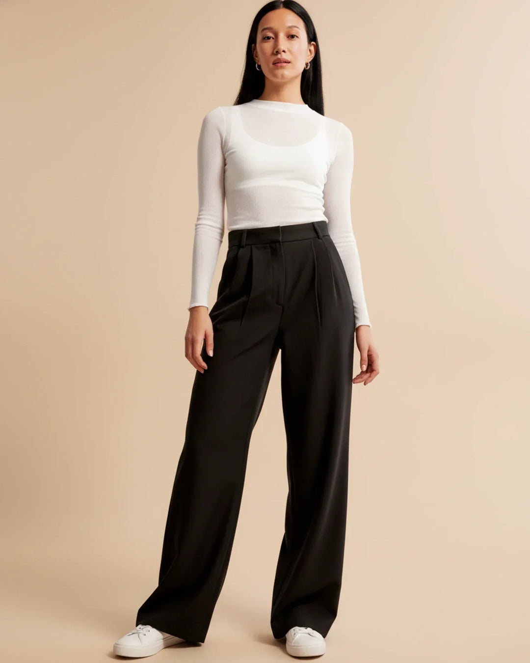 Sloane | High Waist Pleated Wide Leg Tailored Trousers