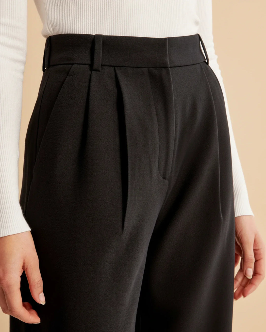 Sloane | High Waist Pleated Wide Leg Tailored Trousers