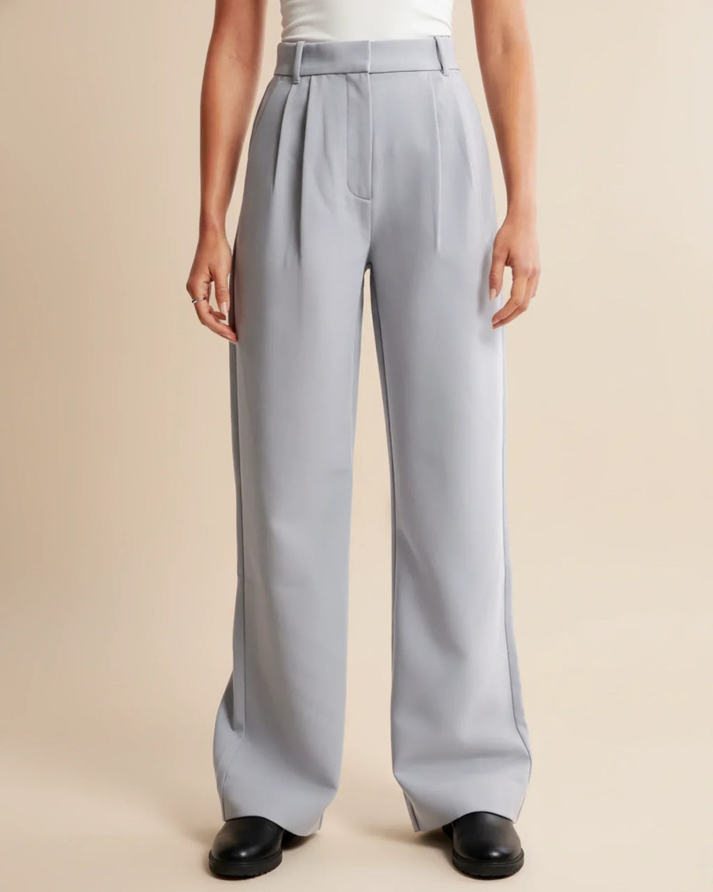 Sloane | High Waist Pleated Wide Leg Tailored Trousers