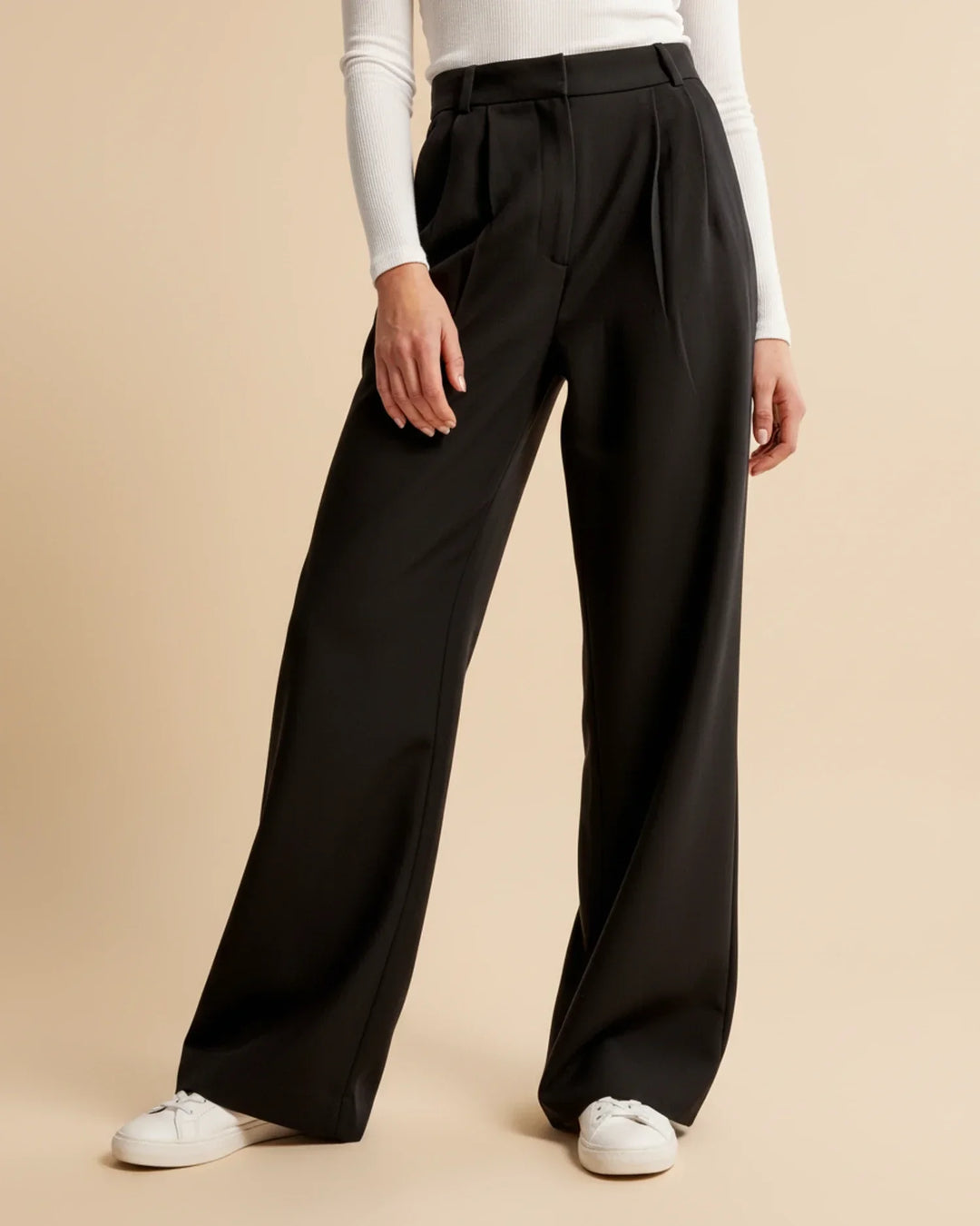 Sloane | High Waist Pleated Wide Leg Tailored Trousers