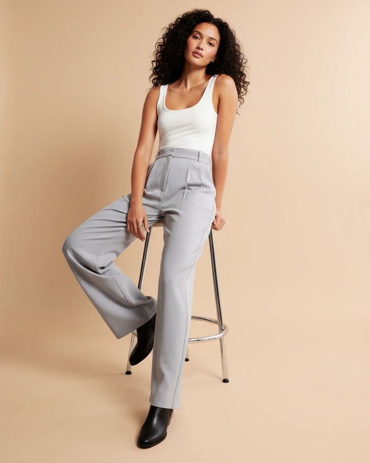 Sloane | High Waist Pleated Wide Leg Tailored Trousers