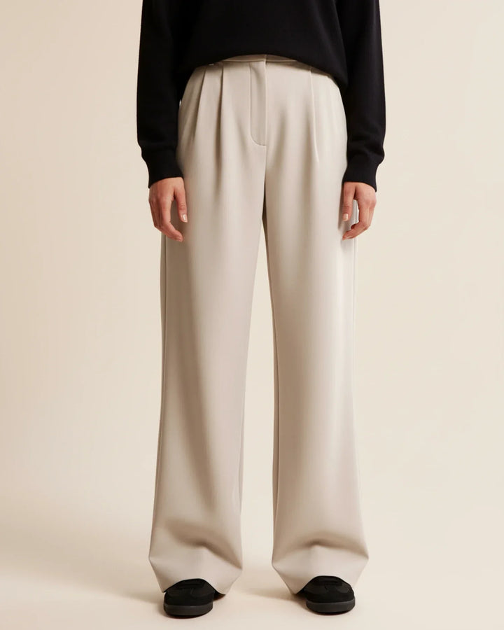 Sloane | High Waist Pleated Wide Leg Tailored Trousers