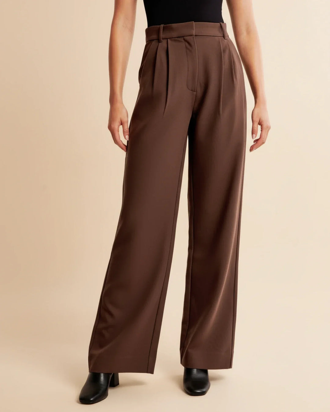 Sloane | High Waist Pleated Wide Leg Tailored Trousers