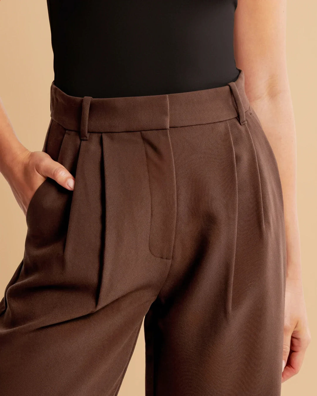 Sloane | High Waist Pleated Wide Leg Tailored Trousers